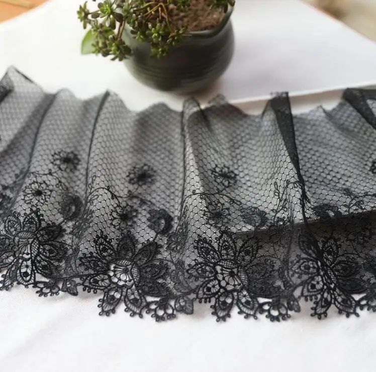 1 метр Черная кружевная вышитая швейная лента гипюр сделай сам отделка вязание