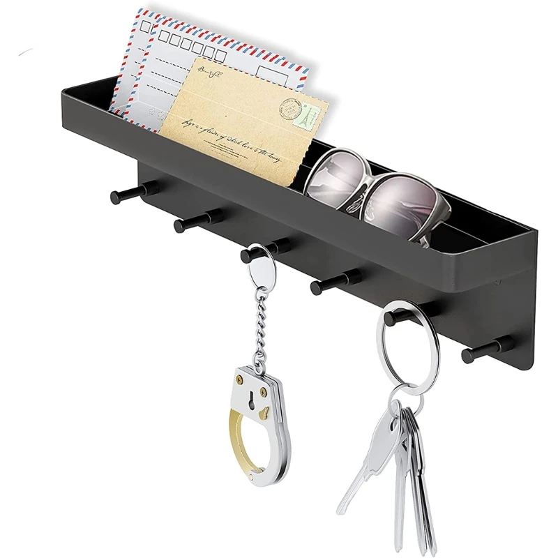 

Настенный металлический держатель для ключей с 6 звеньями, вешалка для одежды, черный органайзер для дома