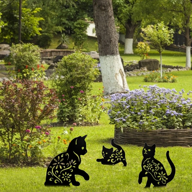 

1Set Metal Cat Silhouette Stake Art Fairy Garden Yard Home Decoration Outdoor Lawn Ornaments