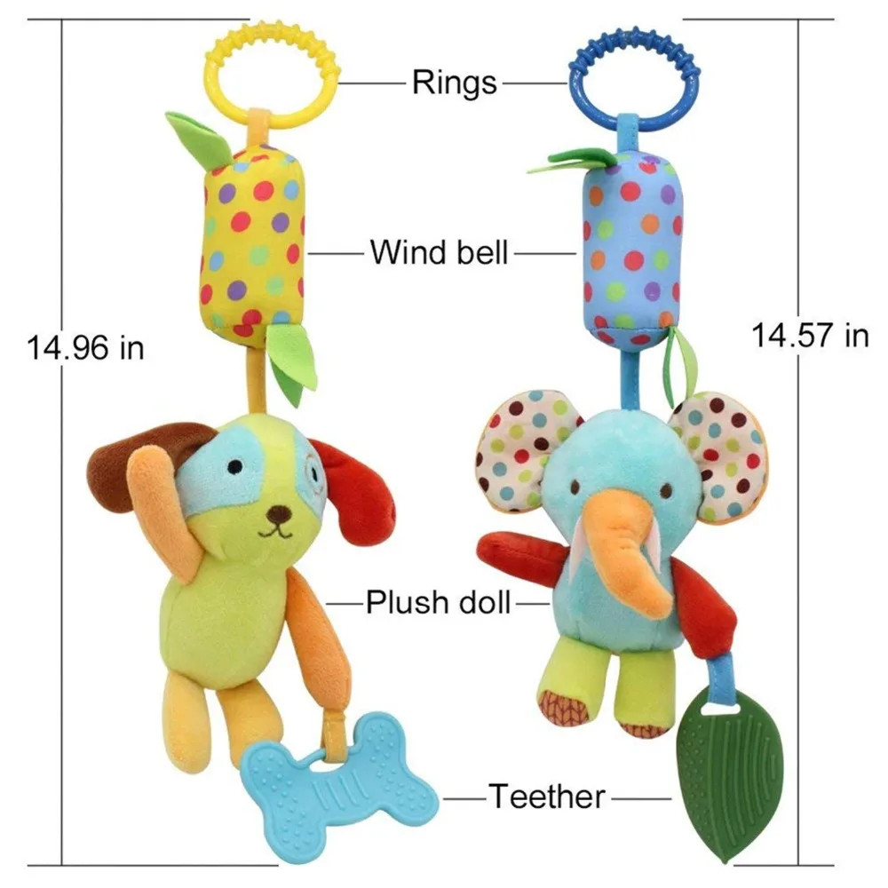 Baby Rattles Toys Newborn Stroller Hanging Crinkle Plush Animal Wind Squeaky Educational Toddler Car Seat Crib Decorate | Игрушки и