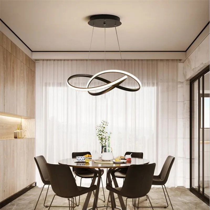 Goede Zwart/Wit Iron Acryl Ronde Led Hanglamp Eetkamer Bar Heldere Fashion Suspension Drop Lamp Dia 50/60Cm 2090