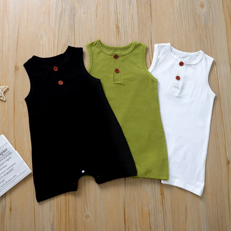 Комбинезон для новорожденных мальчиков и девочек хлопковый Ромпер без рукавов