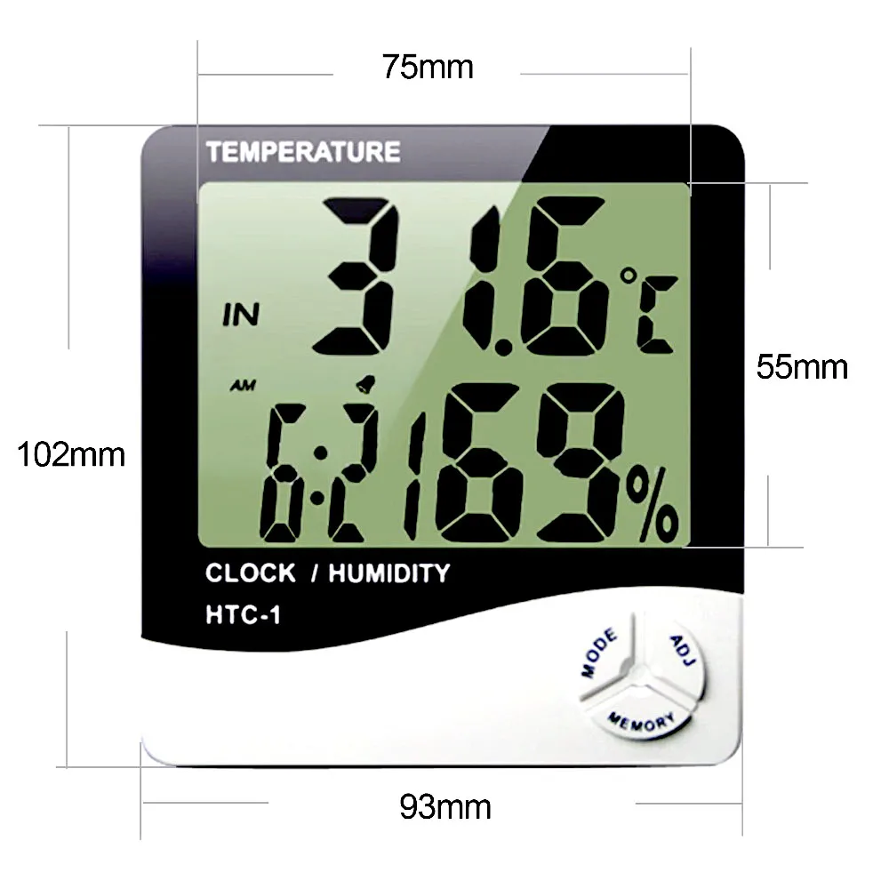 digital lcd temperature humidity meter home indoor outdoor electronic thermometer hygrometer weather station with alarm clock free global shipping