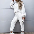 Спортивный костюм женский из двух предметов, флисовая толстовка с капюшоном и брюки на шнуровке, повседневный спортивный костюм, весна-осень 2021