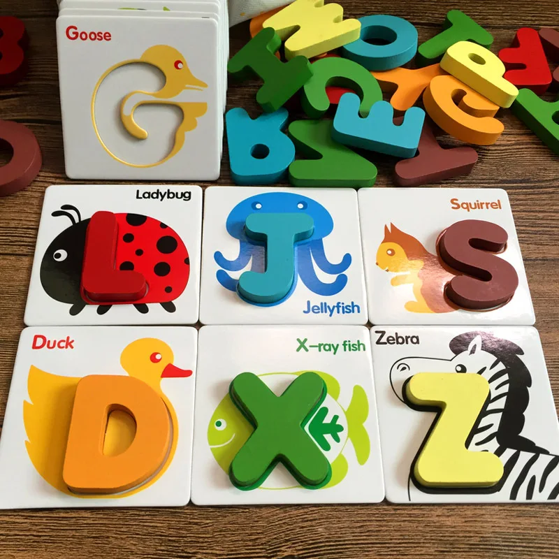 

Children Preschool Montessori Wooden Early Learning Baby English Alphabet Cognitive Card Pairing Puzzle Game Educational Toys