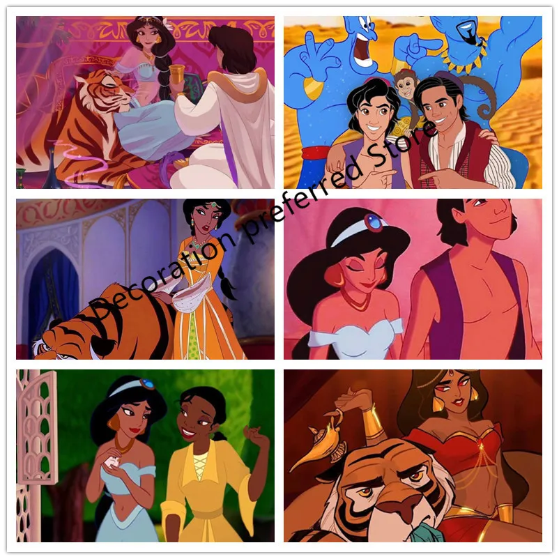 Disney Aladdin принцесса и принц настенная Картина на холсте скандинавские постеры