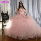 Женское бальное платье с оборками, с бисером, на 15 лет