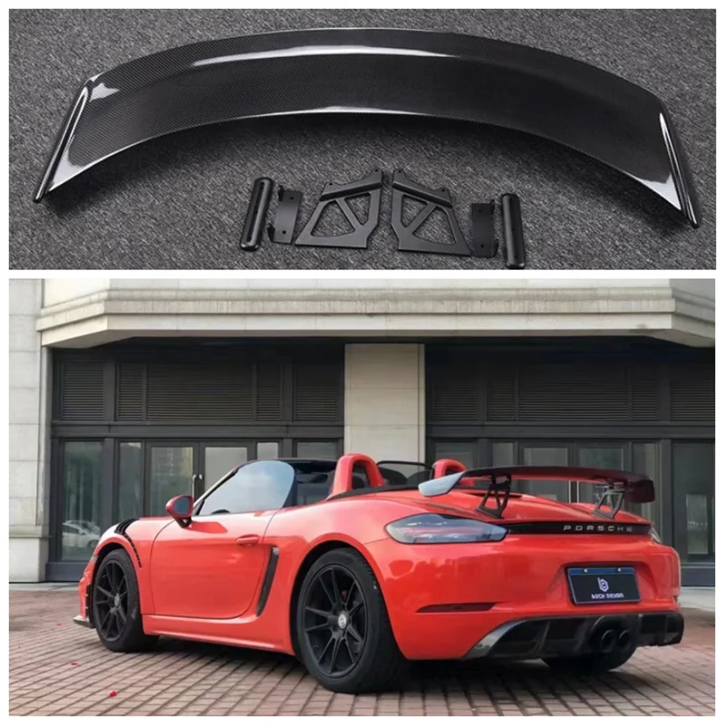 

High Quality Carbon Fiber Rear Trunk Lip Spoiler Wing Fits For Porsche Boxster Cayman 718 981 987 GT4 Style 2016-2021