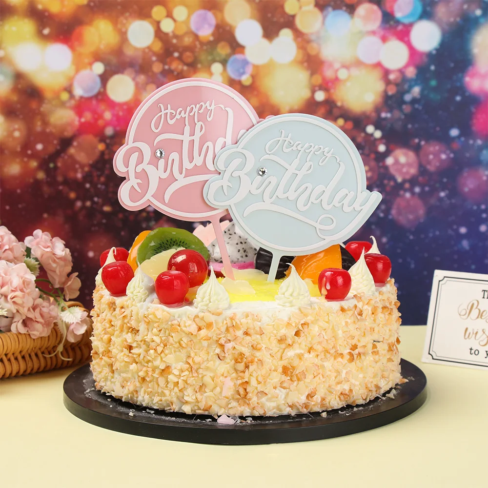 1 шт. золотой розовый акриловый Топпер для торта С Днем Рождения Свадебные