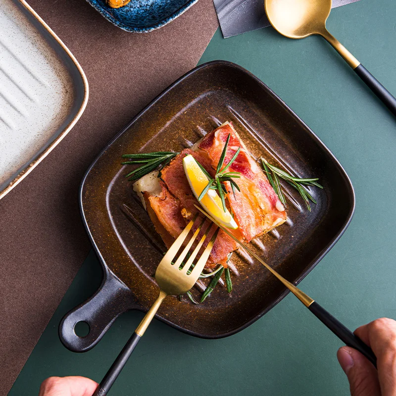 Керамическая тарелка RUX в японском стиле с ручкой для запеченного риса пиццы