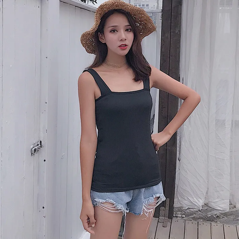 Хит 2019 Женская майка с квадратным воротником без рукавов пуловер простой модный