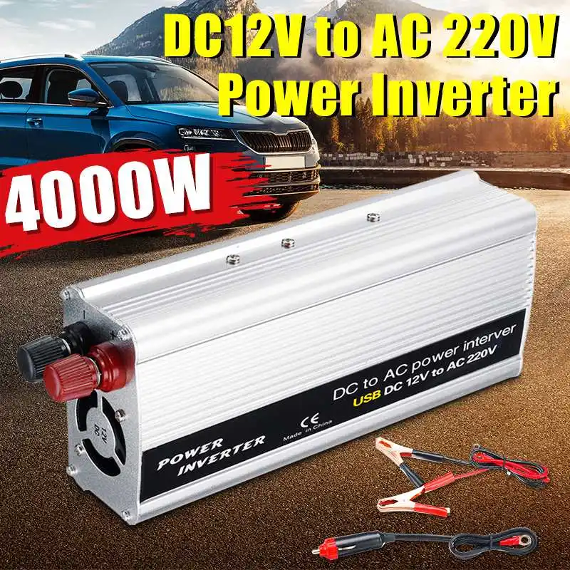 KROAK 4000 Вт DC 12 В к AC 220 В USB автомобильный инвертор зарядное устройство конвертер адаптер DC 12 к AC 220 модифицированный синусоидальный волновой трансформатор