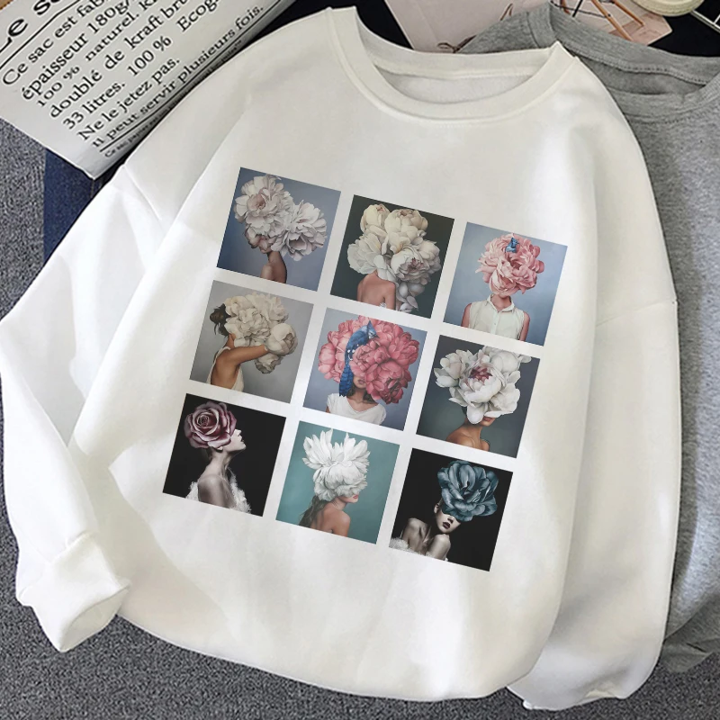 Green Turban Beauty Graphic Print Moletom Clothes 2020 New Fashion Casual Women Hoodies Harajuku Aesthetic White Tops Sweetshirt