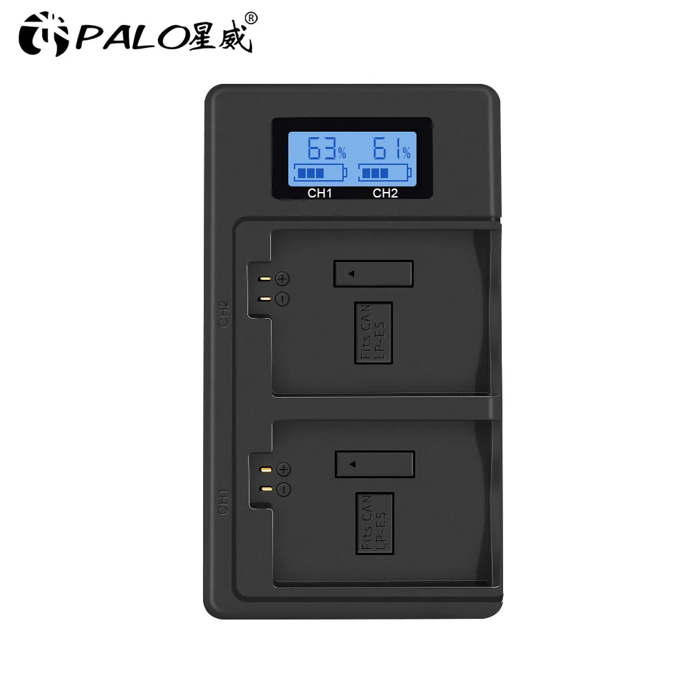 Зарядное устройство PALO LP E5 LPE5 зарядное с ЖК дисплеем и USB портом для Canon EOS 1000D 450D 500D
