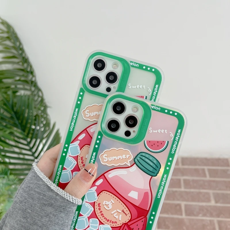 cute japanese cartoon fruit drink phone case for iphone 12 11 pro max x xs max xr 7 8 puls cases blu ray soft silicone cover free global shipping