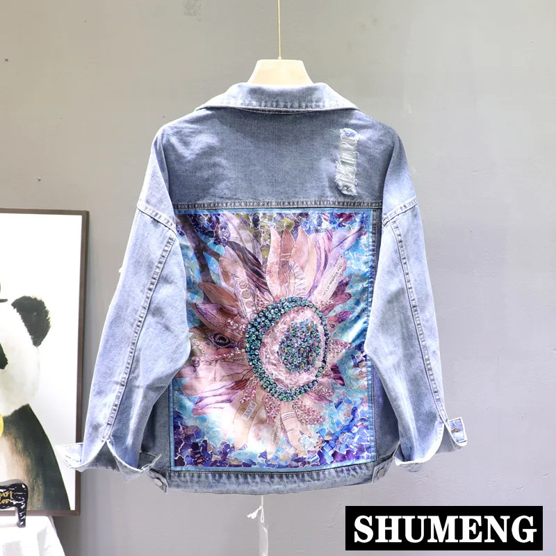 Джинсовая куртка Ins Женская Весна 2020 новая свободная Корейская индивидуальная