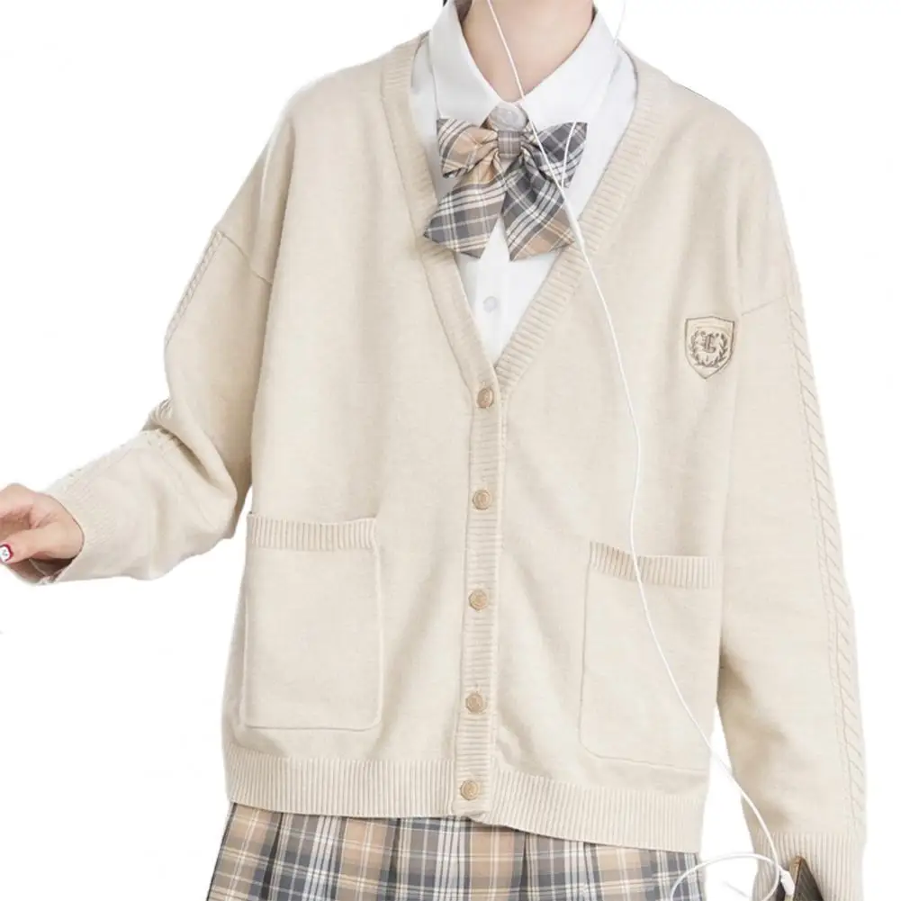 

Новый кардиган в студенческом стиле, свитер с резинкой, дышащий Женский вязаный свитер с длинным рукавом для путешествий