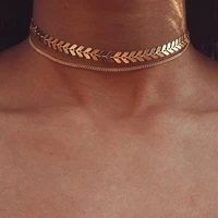 america cross border graceful and fashionable fishbone chain new sequined short necklace tattoo chain choker wholesale