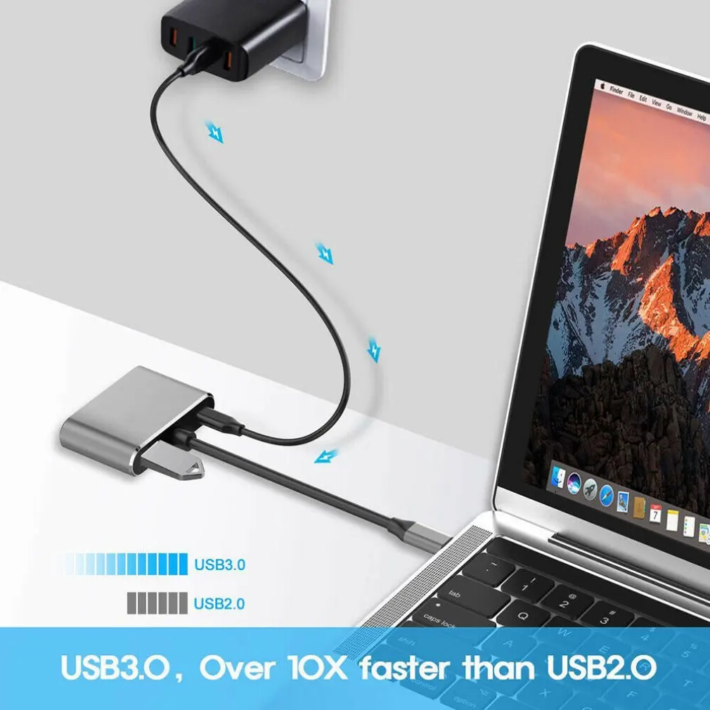 Кабель с разъемами типа C и HDMI поддержкой 4K VGA USB 3 0 Hub адаптер для MacBook Nintendo Samsung S9 Dex