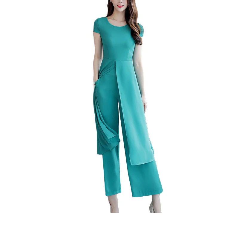 Красивый Женский Длинный топ и широкие штаны комплект одинаковой одежды тонкий