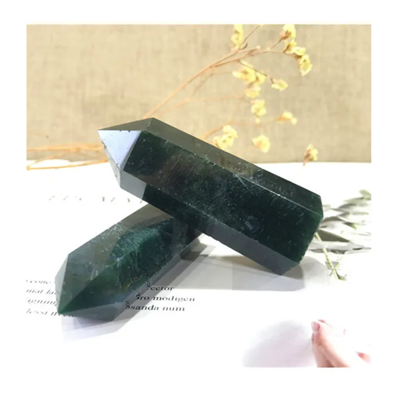 

Агат цвета зеленого мха Wand Point Natural камни, минералы, кристаллы, драгоценные камни, лечебные рейки для украшения дома, драгоценные камни