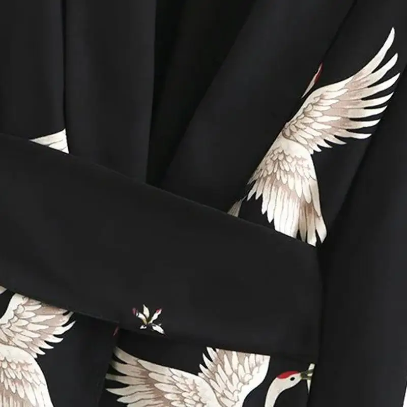 

Flamingo Chiffon Kimono Jacket Coats Cardigans Outwear Autumn Basic Bomber Women Casual Long Sleeve Female Top Mujer Abrigo