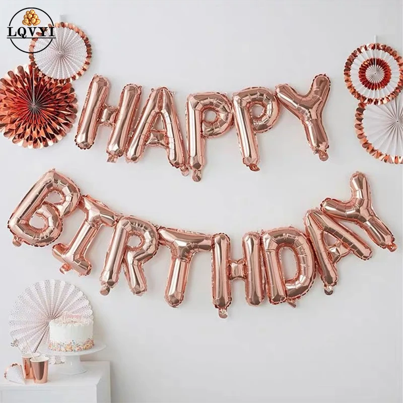 13 шт Счастливые воздушные шары для украшения дня рождения розовые золотые черные
