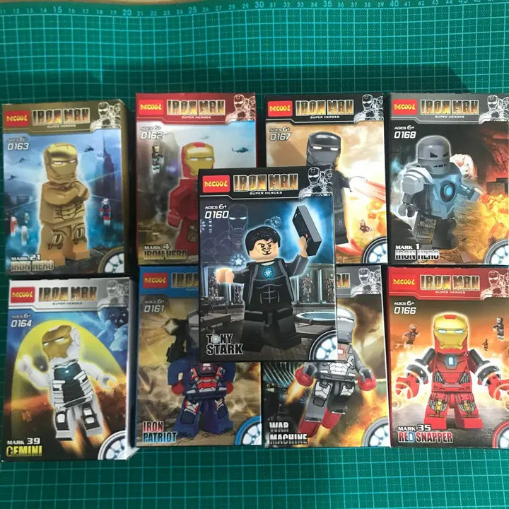 9 шт./лот мини фигурки Железного человека наборы строительных блоков развивающие