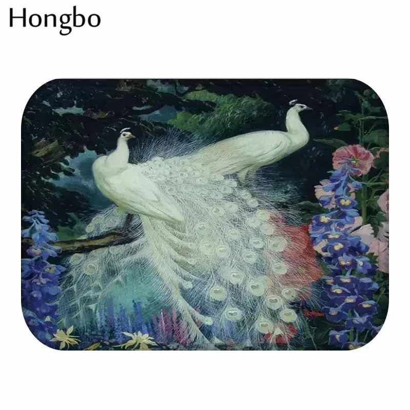 Hongbo Противоскользящий ковер с изображением павлина и цветов дверной коврик