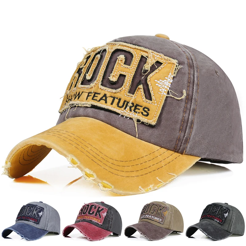 Модная винтажная хлопковая бейсболка с потертым краем в стиле ретро Снэпбэк