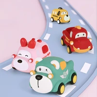 2pcs mini cartoon animal pull back car kids toy montessori soft rubber racing model car toy for baby boy girl birthday xmas gift