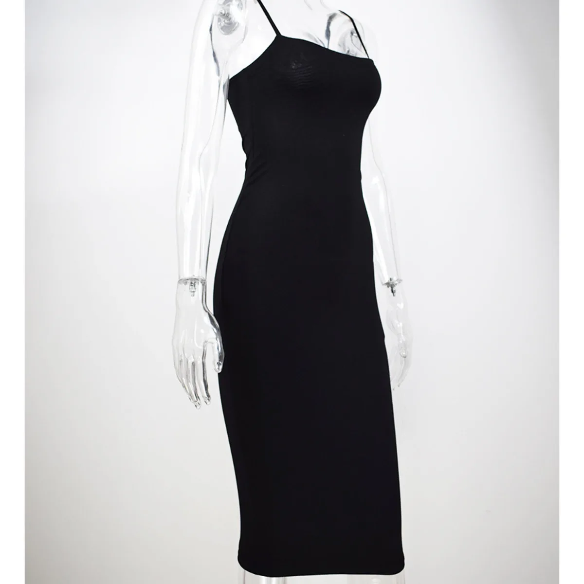 

BacklakeGirls Sexy Solid Color Spaghetti Strap Evening Dress Long Sleeveless Backless Bodycon Dress Robe De Soire 2020