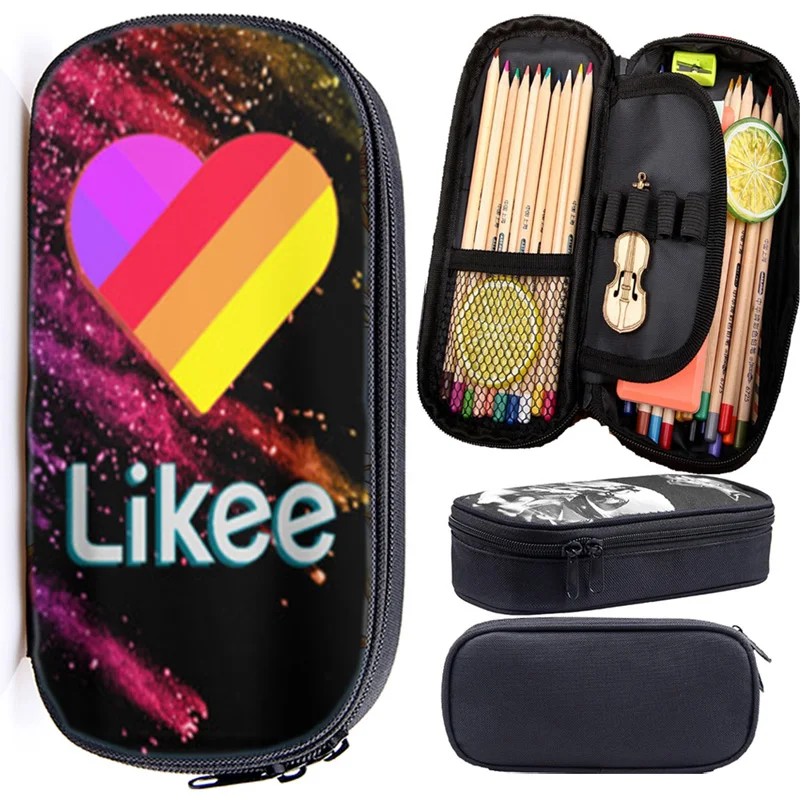 

3D "LIKEE 1 (Like Video)" Pencil Case Russia Likee App Pen Bag Heart Cat Makeup Bags Funny Pencil Box Student Cartoon Pencil Bag