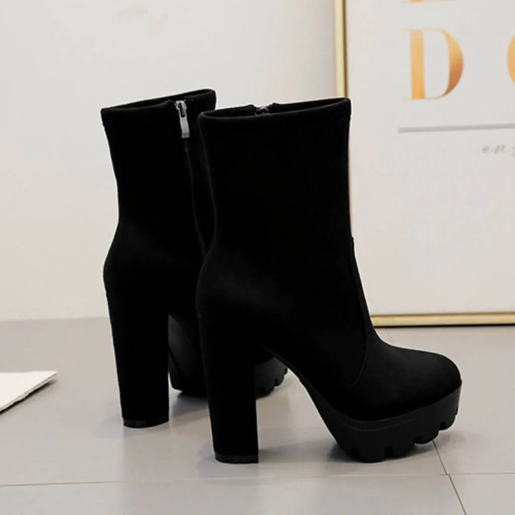 SAGACE Autumn And Winter High Heels Ankle Boots Platform Ladies Shoes Casual Party High-Heeled Short Boot Women | Обувь