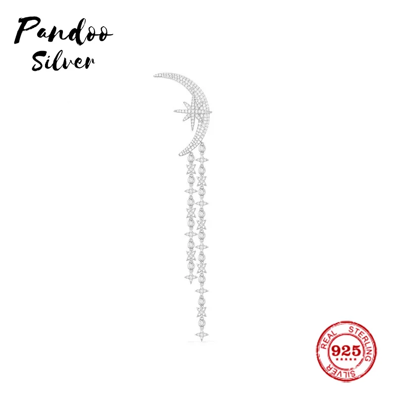 Женские длинные серьги подвески Pandoo из стерлингового серебра оригинал 1:1 копия с