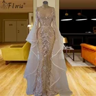 Женское вечернее платье с юбкой годе, длинное платье из тюля с бисером и кристаллами