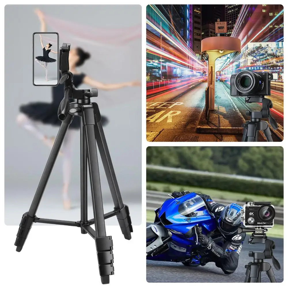 Штатив для телефона 55 дюймов/140 см с 2 держателями и пультом дистанционного