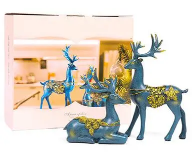 

A Pair Beautiful Animal Deers Home Jewelry European-style Creative Gift Couple Marriage Gift Decoration Resin Handicraft
