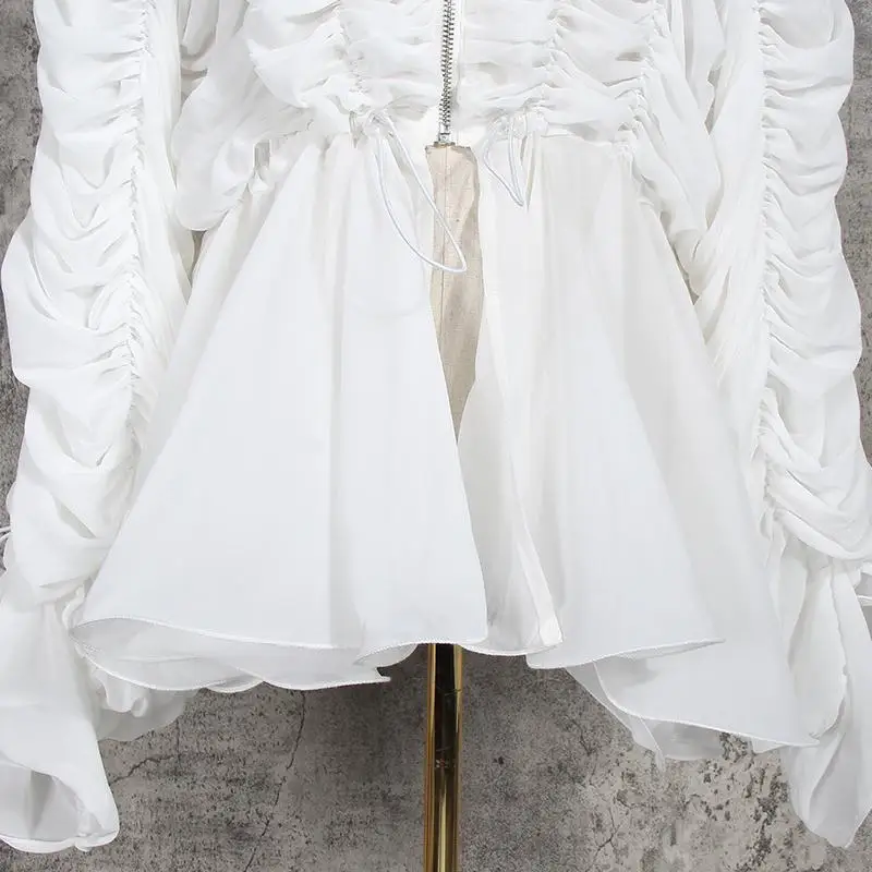 GetSpring женская блуза со стоячим воротником с длинным рукавом Шифоновая рубашка