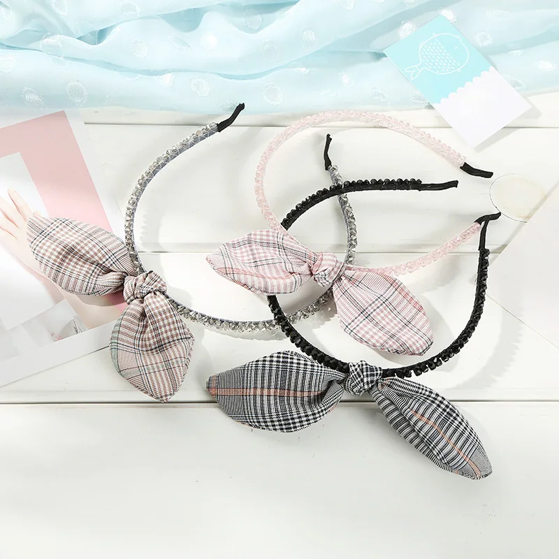 

12pcs Korean Crystal Headband Ladies Knotted Bow Hairband Hair Accessories Wholesale Girls Headband with Bow
