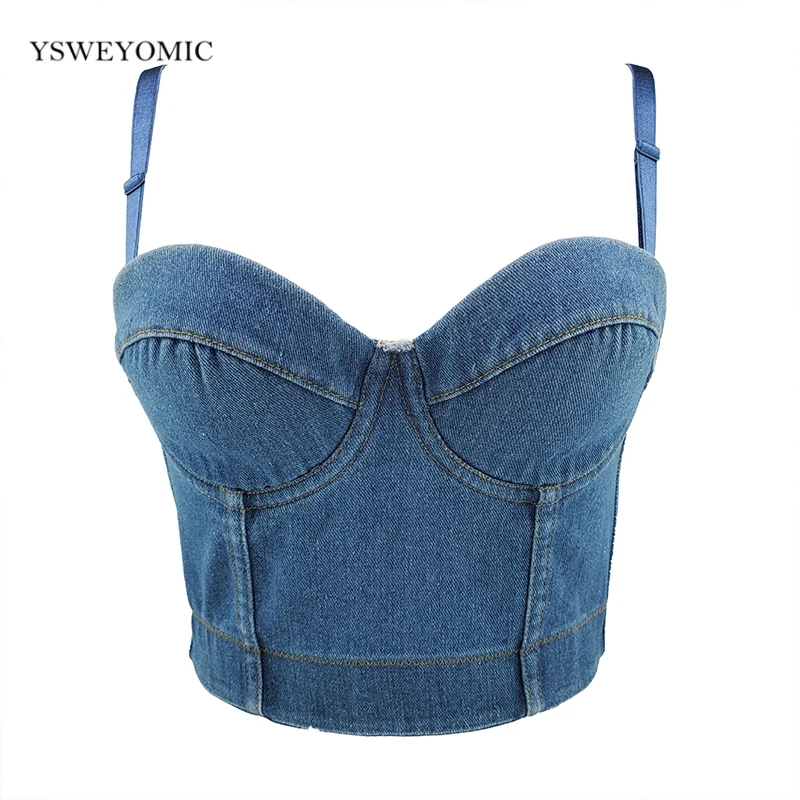 Женский короткий джинсовый топ в ковбойском стиле пикантный из хлопка летний