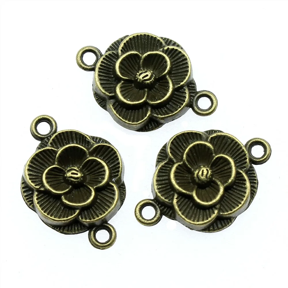 

10Pcs 25x17mm Flower Connector Charms For Jewelry Making DIY Jewelry Accessories Antique Bronze Color Alloy Charms