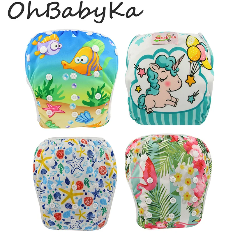 Ohbabyka, водонепроницаемые подгузники для плавания, штаны для бассейна, унисекс, регулируемые детские подгузники для плавания, один размер, дышащий чехол, костюм для 3-15 кг