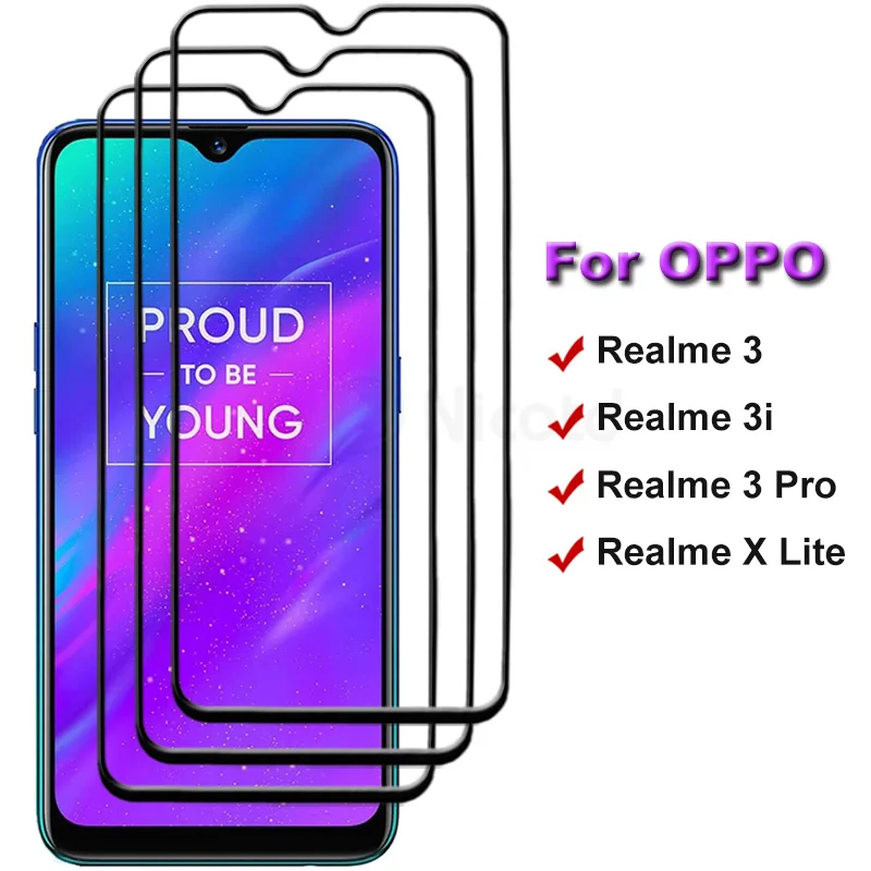 

1-3pcs Full Cover Tempered Glass Screen Protector For OPPO Realme 3 Pro Protective Glass For Reamle 3 3i X Lite Full Glue Glass