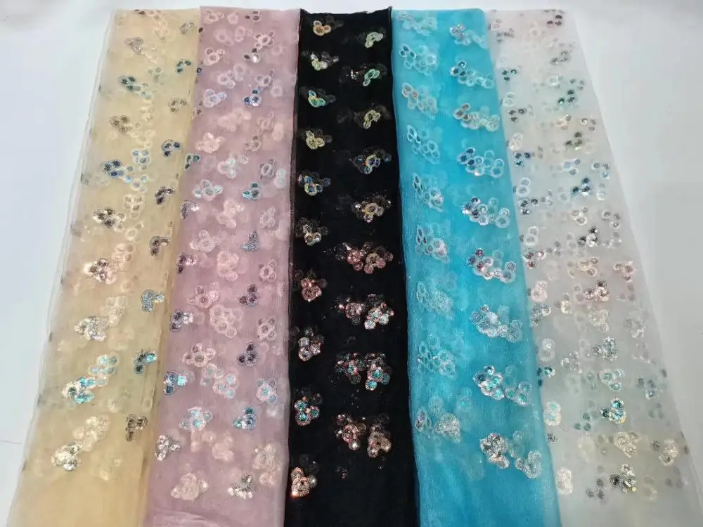 

Madison Nigerian Net Mesh Lace Fabric Top Selling Sequins Lace Fabrics High Quality African French Tulle Lace For Wedding