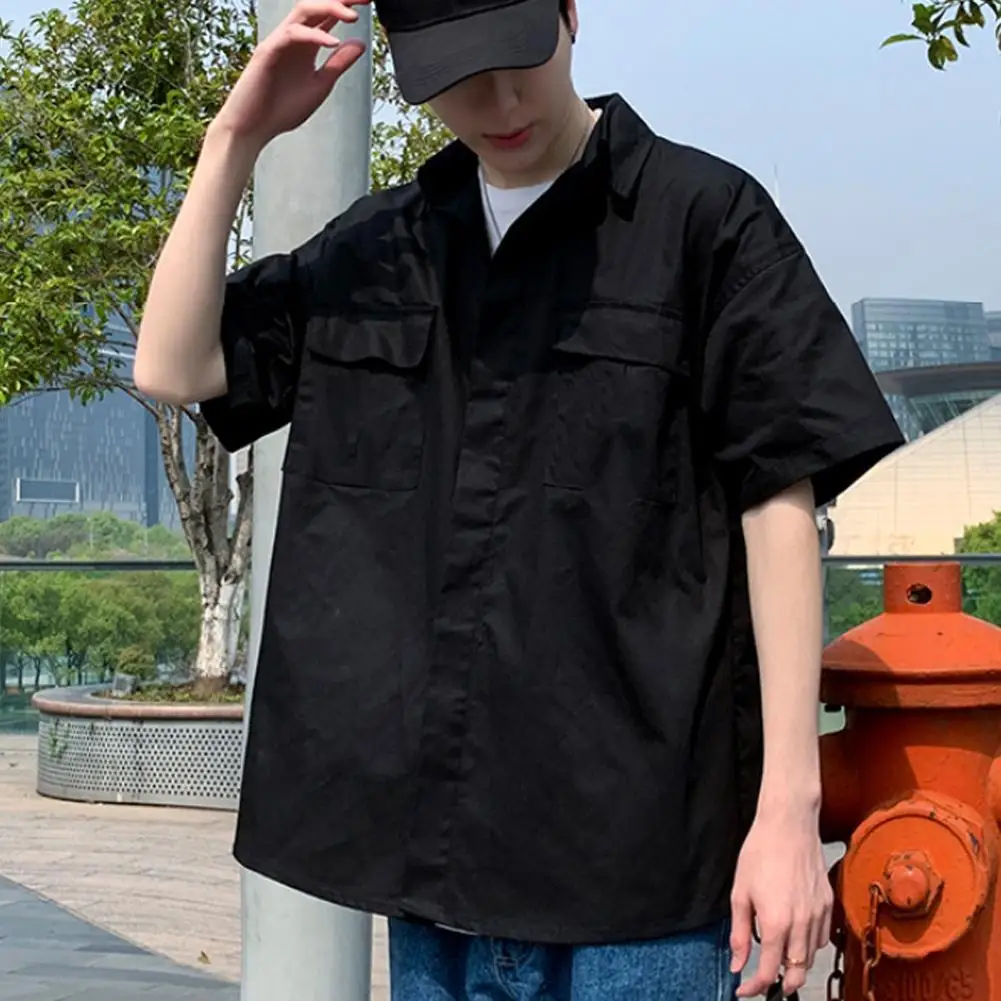 Новая мода весна лето повседневная мужская рубашка с коротким рукавом оснастка