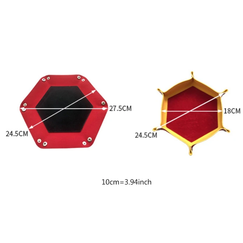 

5Color Dice Tray Dice Rolling Foldable Tray Hexagon Dice Holder Tray PU Leather Holder for Dice Games Like RPG, DND