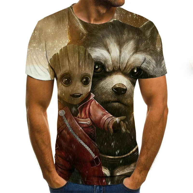 

Funny cartoon men's T-shirt summer fashion top 3D round neck short sleeve cute wind casual shirt T-shirt