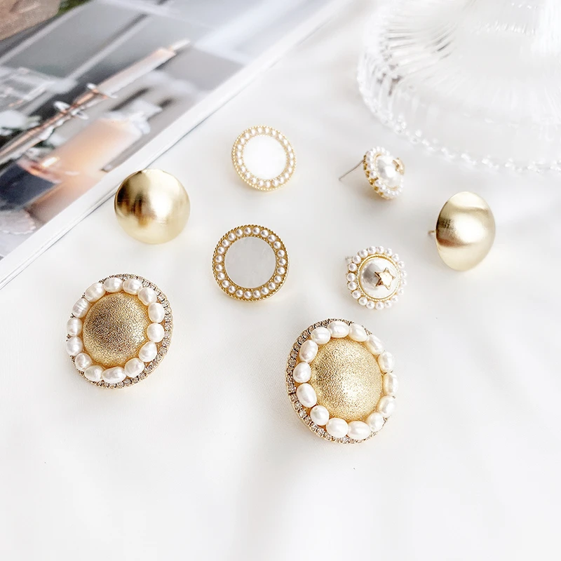 Геометрические круглые серьги-гвоздики в Корейском стиле индивидуальные