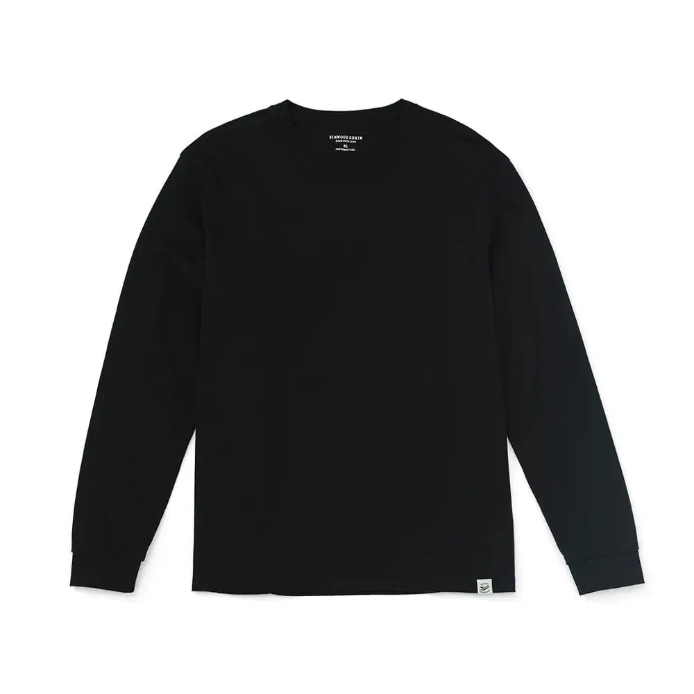 

2021 Spring new long sleeve t shirt men solid color 100% cotton o-neck tops plus size high quality t-shirt